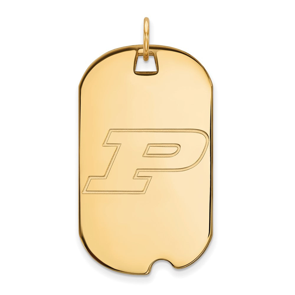 14K Yellow Gold Logoart Purdue University Letter P Large Dog Tag Pendant
