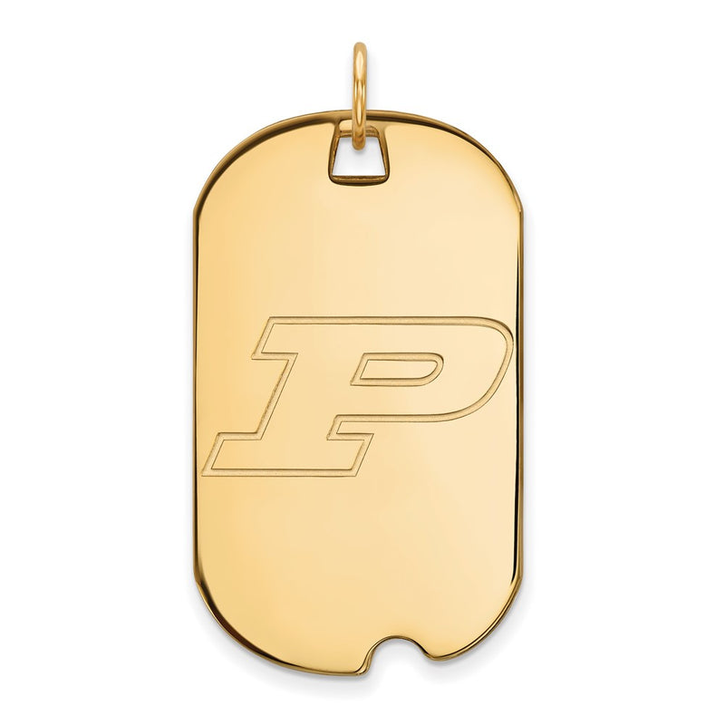 14K Yellow Gold Logoart Purdue University Letter P Large Dog Tag Pendant