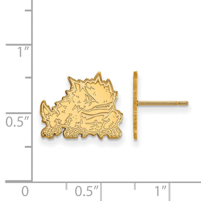 14K Yellow Gold Logoart Texas Christian University Horned Frog Small Post Earrings