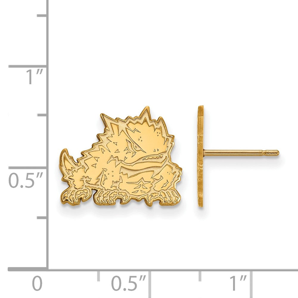 10K Yellow Gold Logoart Texas Christian University Horned Frog Small Post Earrings