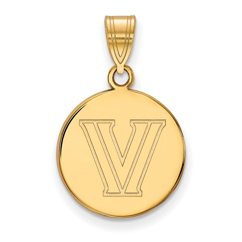 Gold Plated Sterling Silver Logoart Villanova University Letter V Medium Disc Pendant