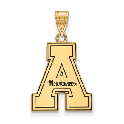 Gold Plated Sterling Silver Logoart Appalachian State University Enameled Large Pendant