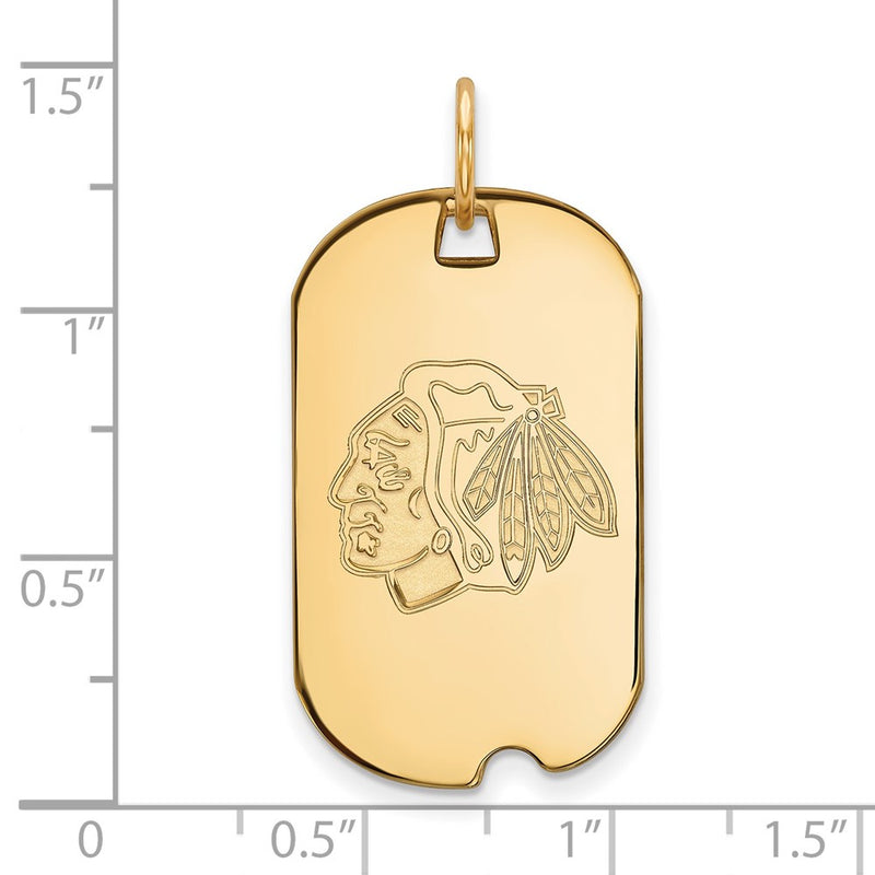 10K Yellow Gold Nhl Logoart Chicago Blackhawks Small Dog Tag Pendant