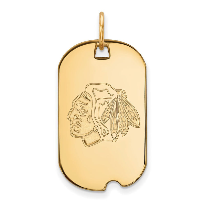 10K Yellow Gold Nhl Logoart Chicago Blackhawks Small Dog Tag Pendant