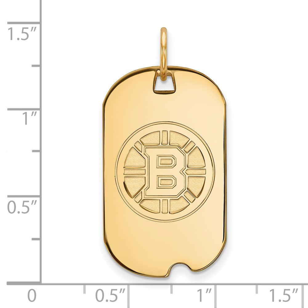 14K Yellow Gold Nhl Logoart Boston Bruins Small Dog Tag Pendant