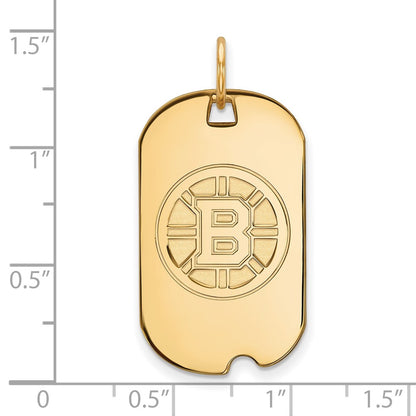 14K Yellow Gold Nhl Logoart Boston Bruins Small Dog Tag Pendant