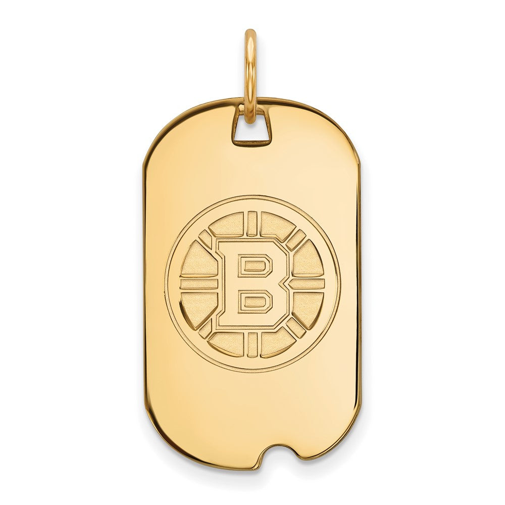 14K Yellow Gold Nhl Logoart Boston Bruins Small Dog Tag Pendant