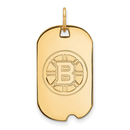 14K Yellow Gold Nhl Logoart Boston Bruins Small Dog Tag Pendant