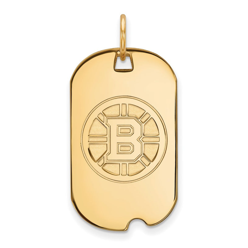 14K Yellow Gold Nhl Logoart Boston Bruins Small Dog Tag Pendant