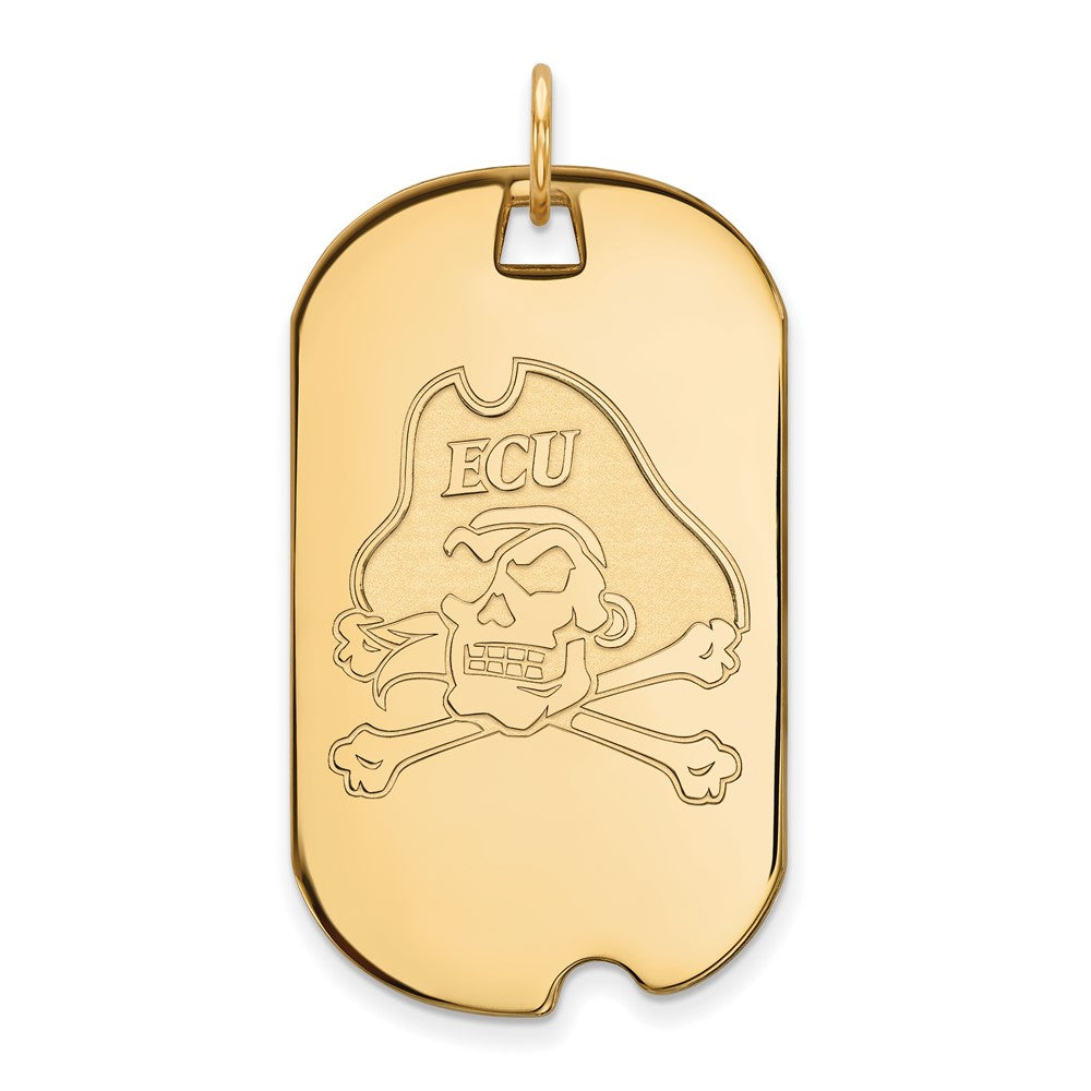 Gold Plated Sterling Silver Logoart East Carolina University Pirate Large Dog Tag Pendant