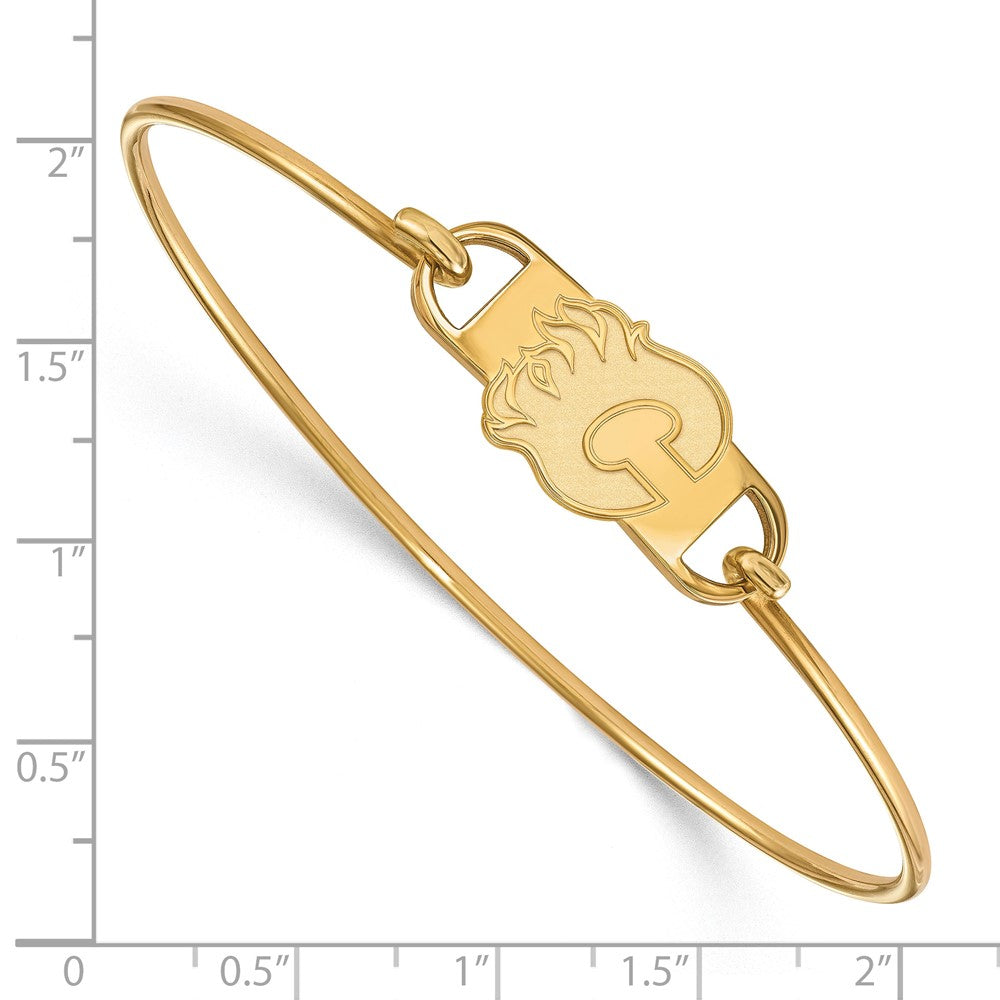 Gold Plated Sterling Silver Nhl Logoart Calgary Flames Letter C Small Center 7 Inch Wire Bangle
