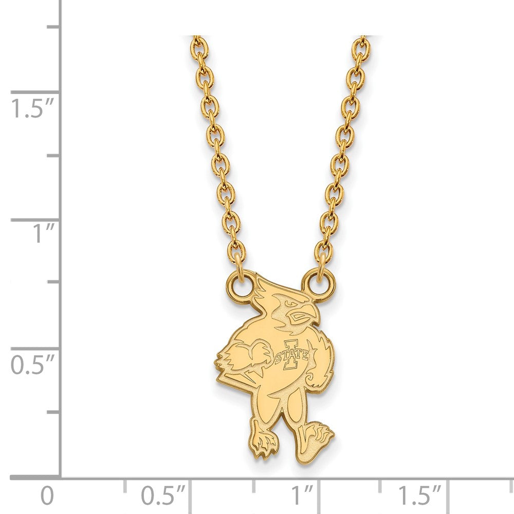 Gold Plated Sterling Silver Logoart Iowa State University Cardinal Large Pendant 18 Inch Necklace