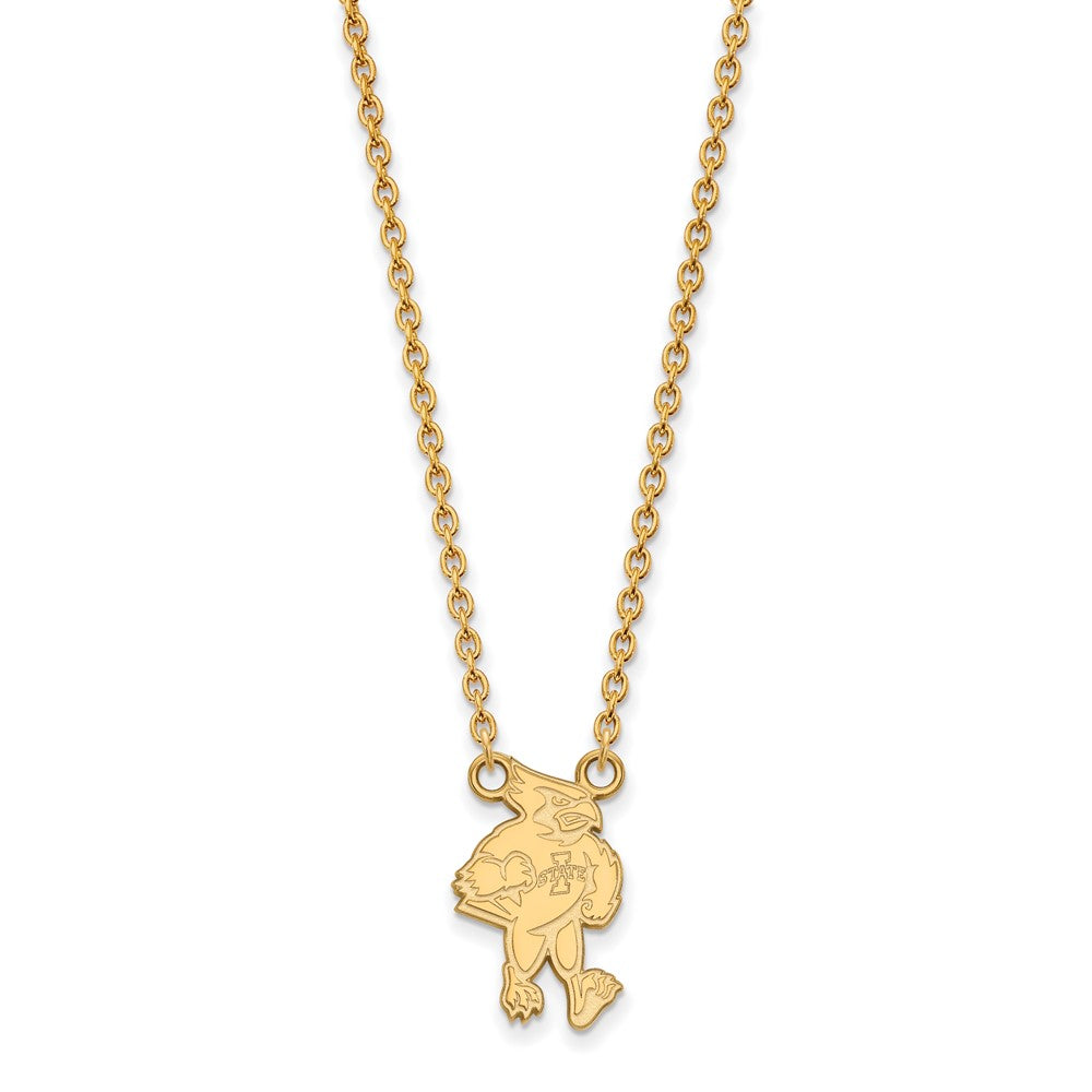 Gold Plated Sterling Silver Logoart Iowa State University Cardinal Large Pendant 18 Inch Necklace
