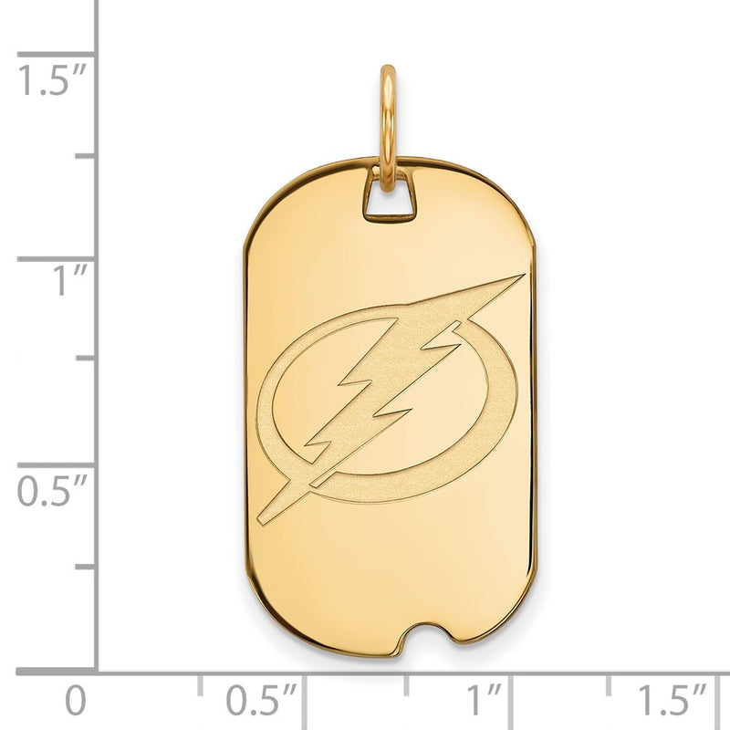 14K Yellow Gold Nhl Logoart Tampa Bay Lightning Small Dog Tag Pendant