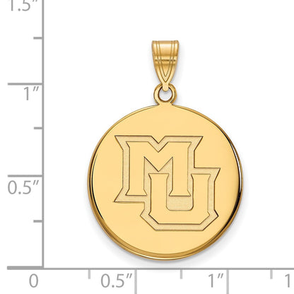 Gold Plated Sterling Silver Logoart Marquette University M U Large Disc Pendant