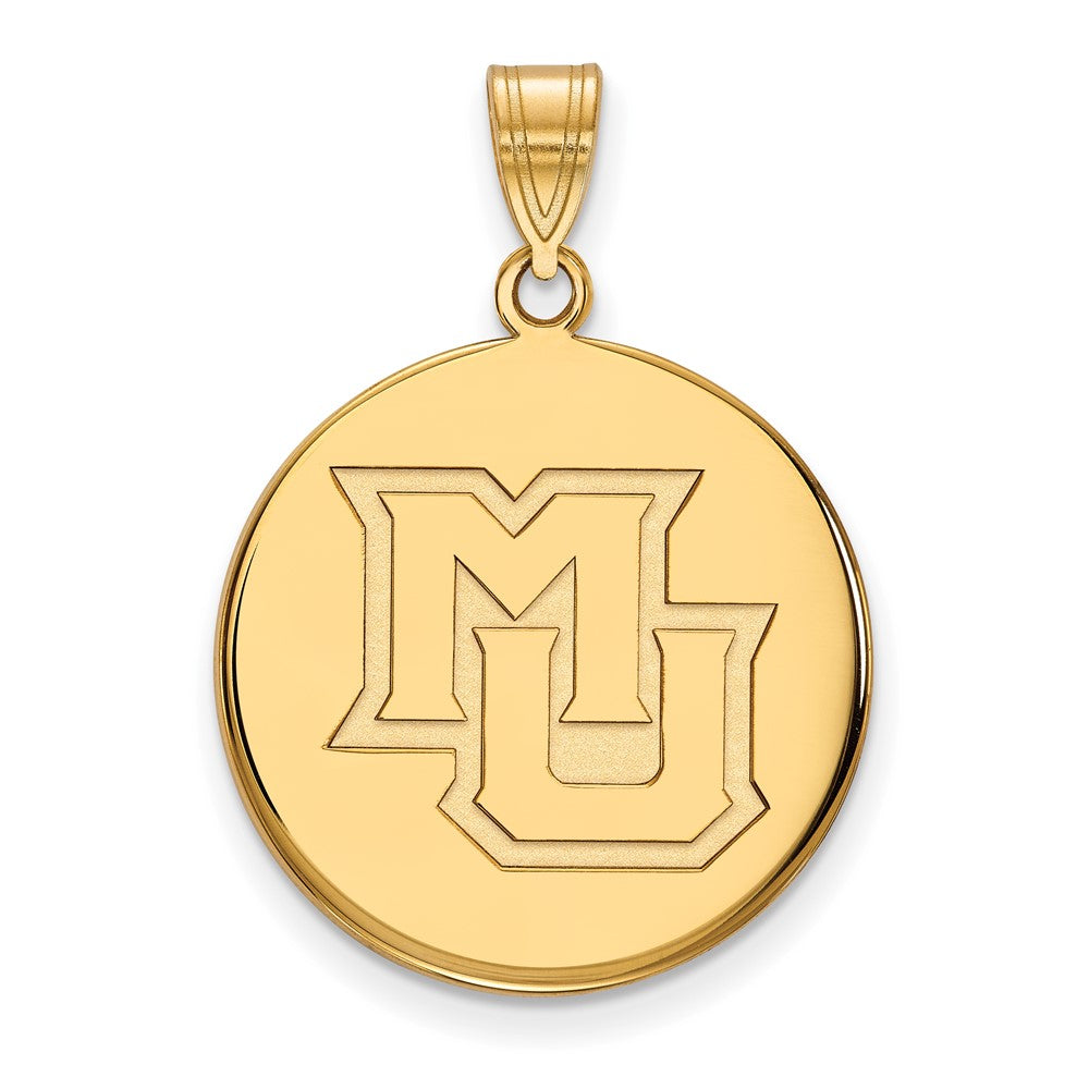 Gold Plated Sterling Silver Logoart Marquette University M U Large Disc Pendant