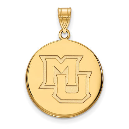 Gold Plated Sterling Silver Logoart Marquette University M U Large Disc Pendant