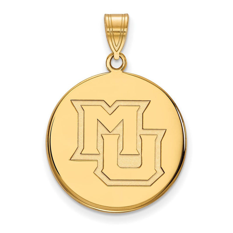 Gold Plated Sterling Silver Logoart Marquette University M U Large Disc Pendant