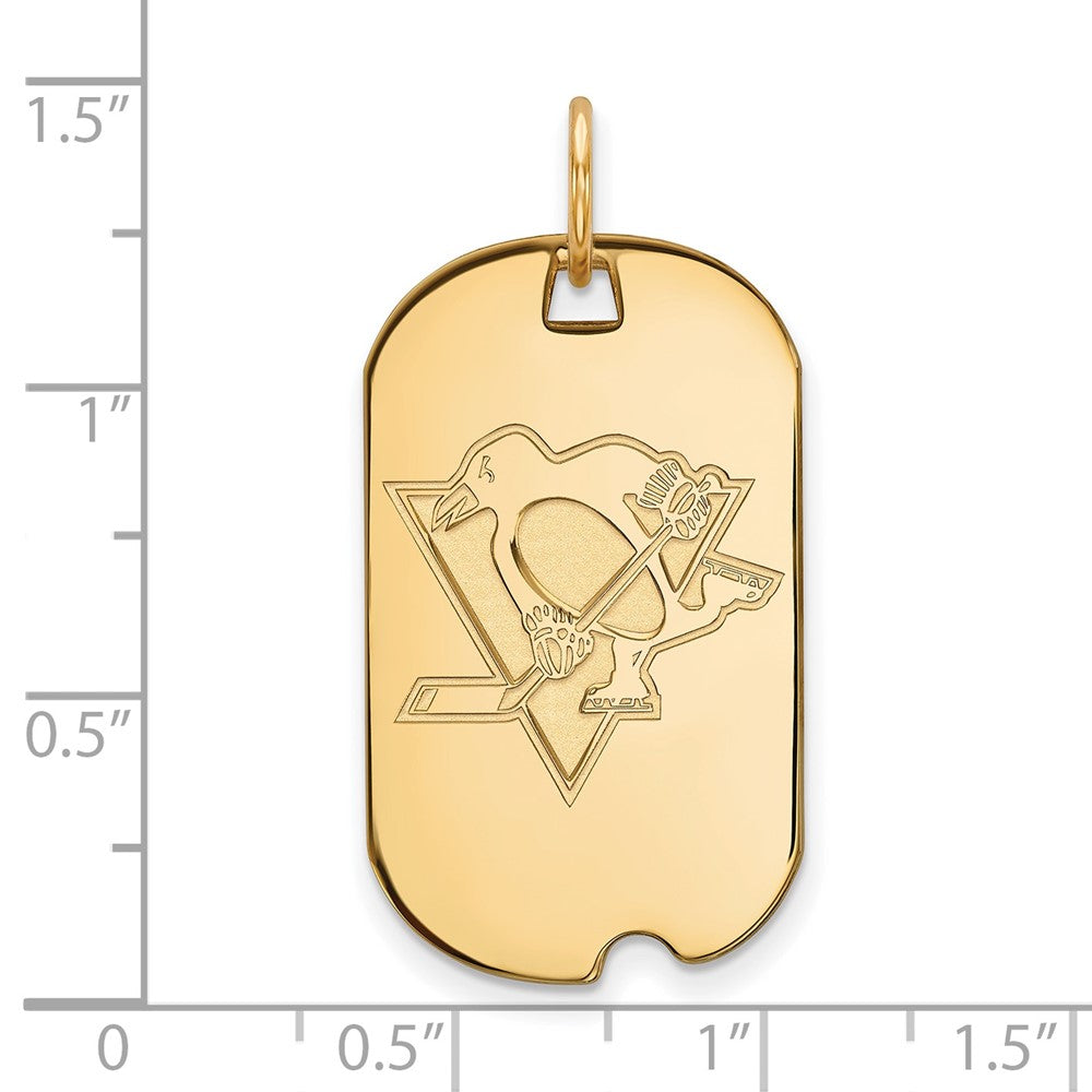 Gold Plated Sterling Silver Nhl Logoart Pittsburgh Penguins Small Dog Tag Pendant