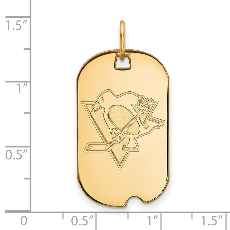 Gold Plated Sterling Silver Nhl Logoart Pittsburgh Penguins Small Dog Tag Pendant