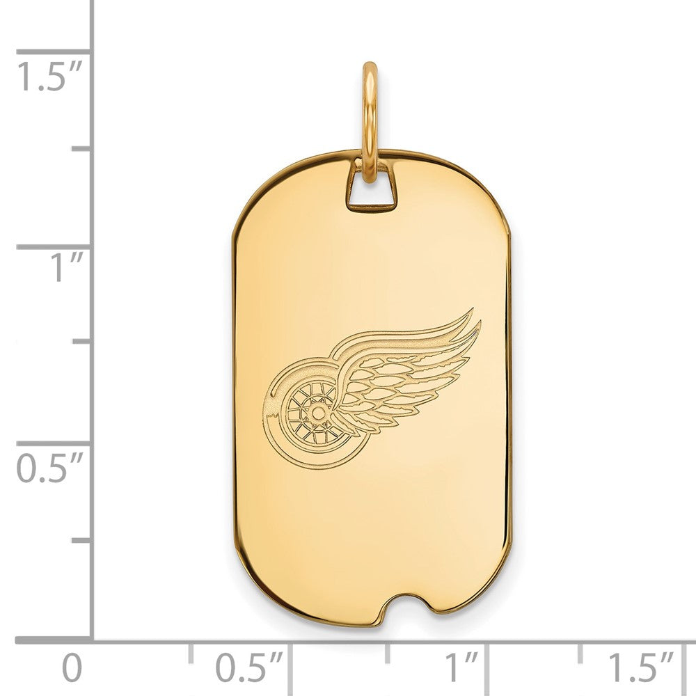 10K Yellow Gold Nhl Logoart Detroit Red Wings Small Dog Tag Pendant