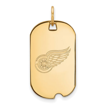 10K Yellow Gold Nhl Logoart Detroit Red Wings Small Dog Tag Pendant
