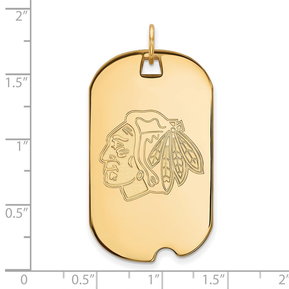 10K Yellow Gold Nhl Logoart Chicago Blackhawks Large Dog Tag Pendant