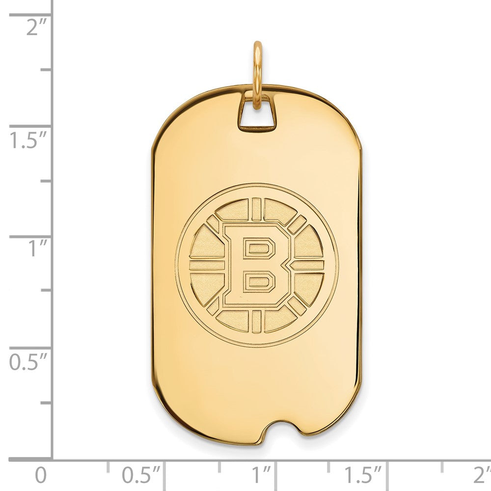 Gold Plated Sterling Silver Nhl Logoart Boston Bruins Large Dog Tag Pendant