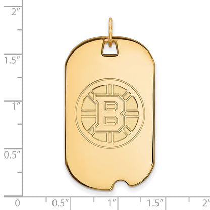 Gold Plated Sterling Silver Nhl Logoart Boston Bruins Large Dog Tag Pendant