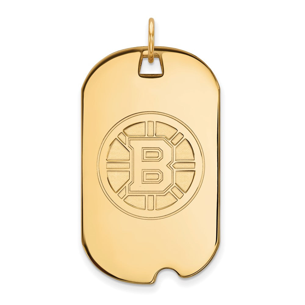 Gold Plated Sterling Silver Nhl Logoart Boston Bruins Large Dog Tag Pendant