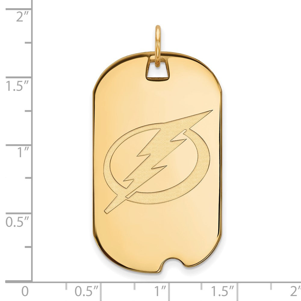 14K Yellow Gold Nhl Logoart Tampa Bay Lightning Large Dog Tag Pendant