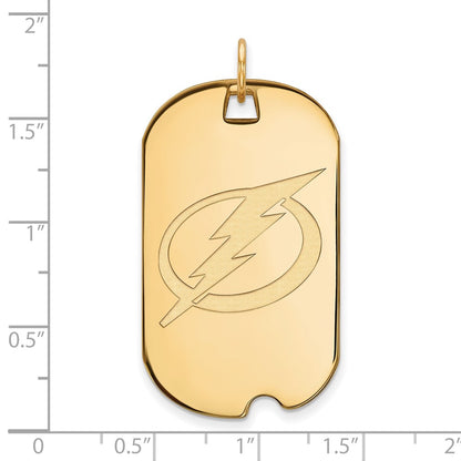14K Yellow Gold Nhl Logoart Tampa Bay Lightning Large Dog Tag Pendant
