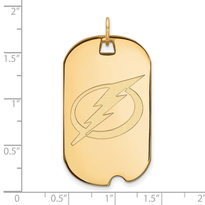 14K Yellow Gold Nhl Logoart Tampa Bay Lightning Large Dog Tag Pendant
