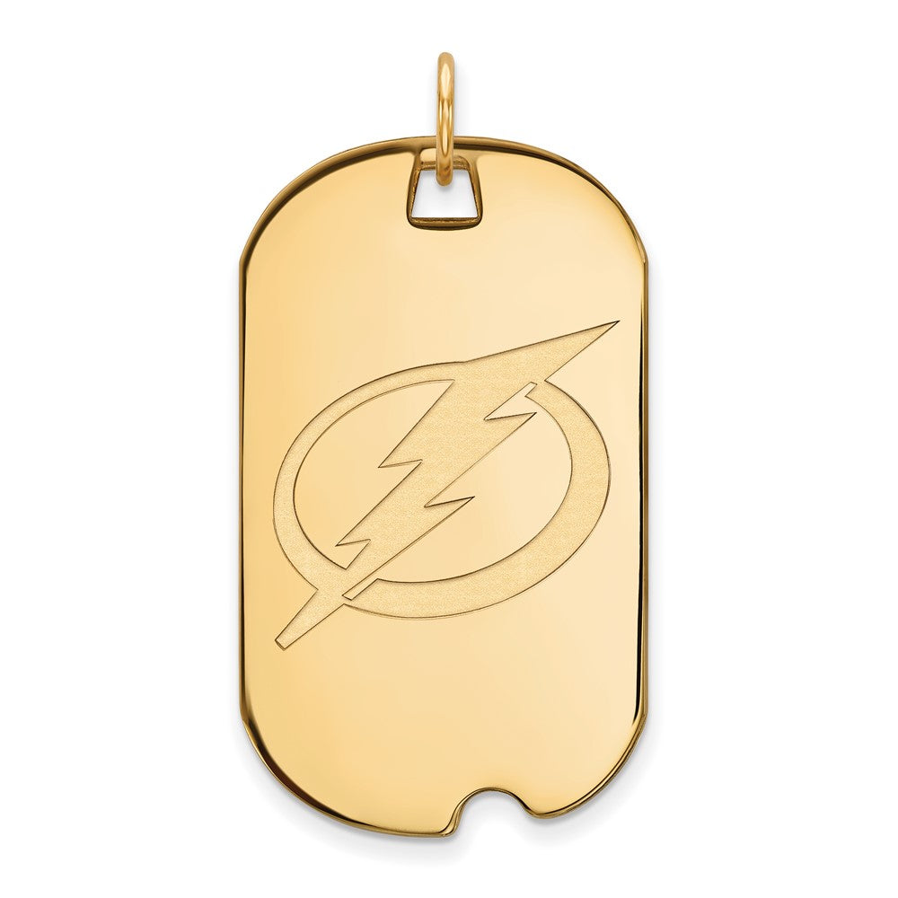 14K Yellow Gold Nhl Logoart Tampa Bay Lightning Large Dog Tag Pendant
