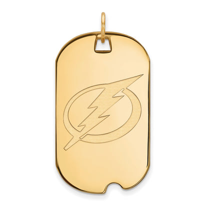 14K Yellow Gold Nhl Logoart Tampa Bay Lightning Large Dog Tag Pendant