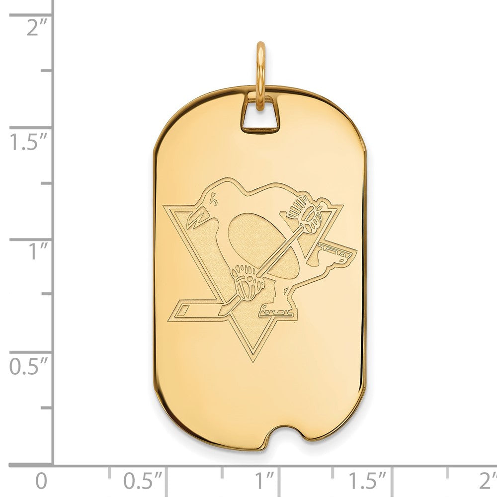 10K Yellow Gold Nhl Logoart Pittsburgh Penguins Large Dog Tag Pendant