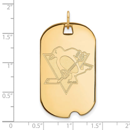10K Yellow Gold Nhl Logoart Pittsburgh Penguins Large Dog Tag Pendant
