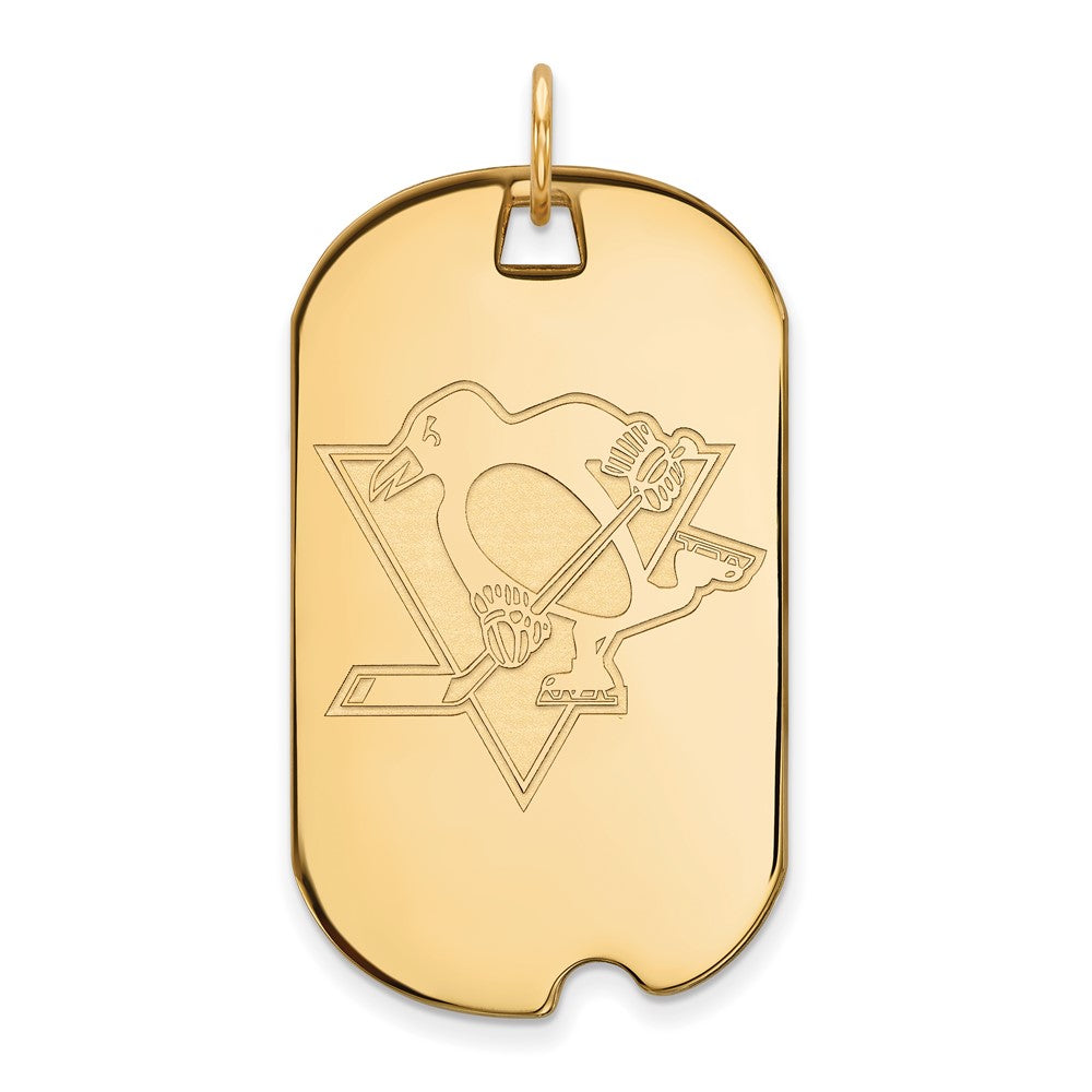 14K Yellow Gold Nhl Logoart Pittsburgh Penguins Large Dog Tag Pendant