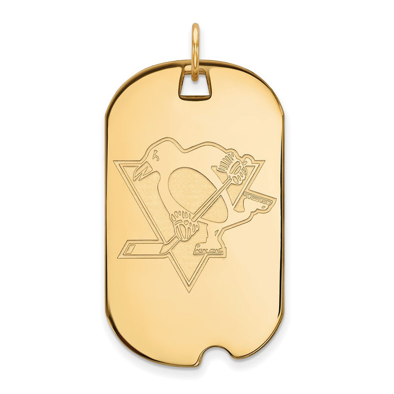 Gold Plated Sterling Silver Nhl Logoart Pittsburgh Penguins Large Dog Tag Pendant