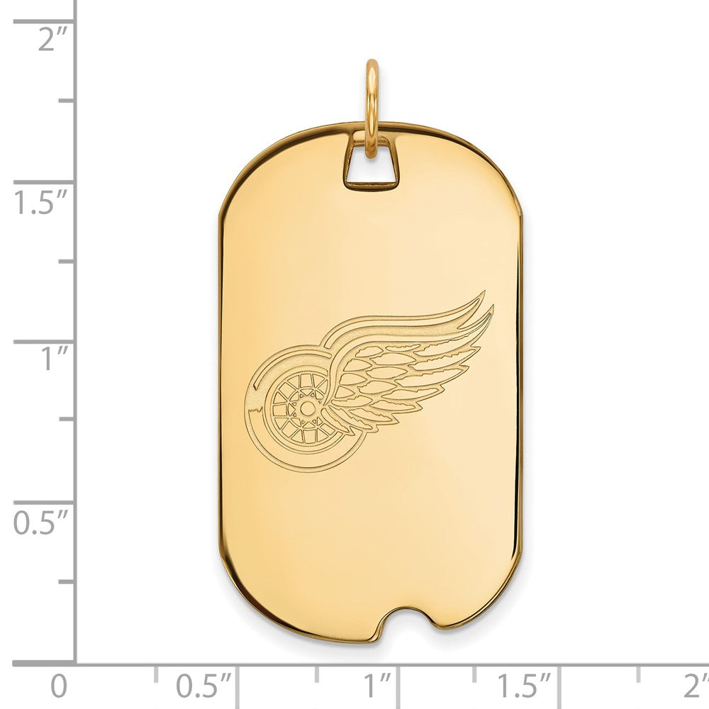 Gold Plated Sterling Silver Nhl Logoart Detroit Red Wings Large Dog Tag Pendant