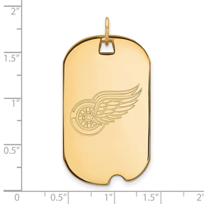 Gold Plated Sterling Silver Nhl Logoart Detroit Red Wings Large Dog Tag Pendant