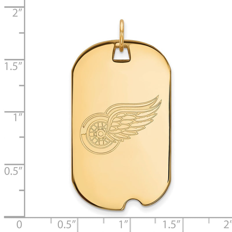 Gold Plated Sterling Silver Nhl Logoart Detroit Red Wings Large Dog Tag Pendant