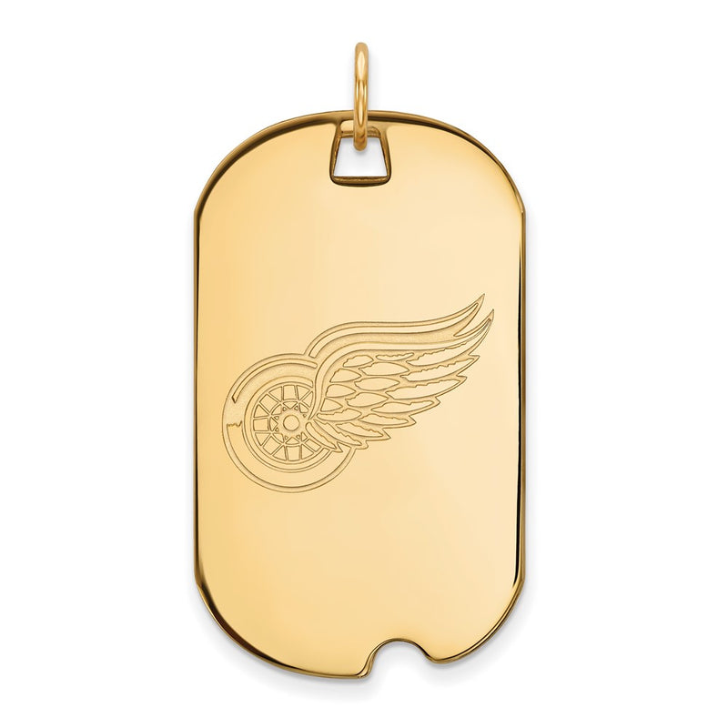 Gold Plated Sterling Silver Nhl Logoart Detroit Red Wings Large Dog Tag Pendant
