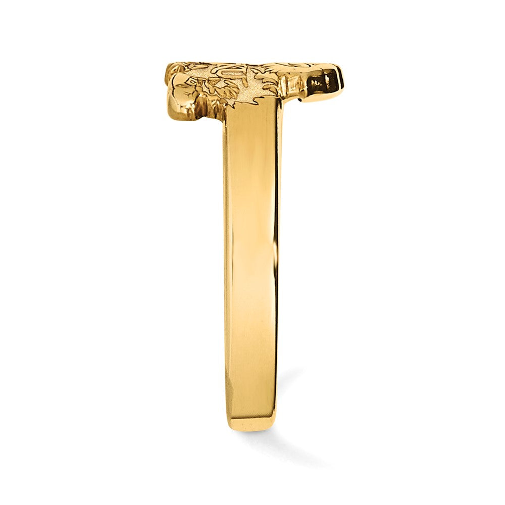 Gold Plated Sterling Silver Logoart University Of Kansas Jayhawk Toe Ring