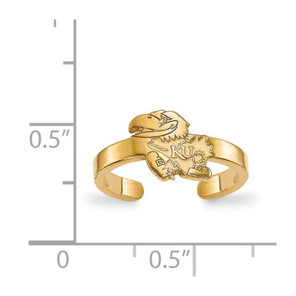 Gold Plated Sterling Silver Logoart University Of Kansas Jayhawk Toe Ring