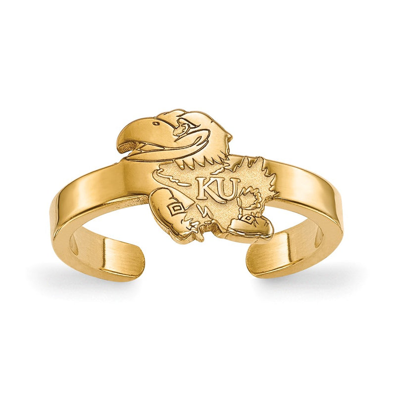 Gold Plated Sterling Silver Logoart University Of Kansas Jayhawk Toe Ring