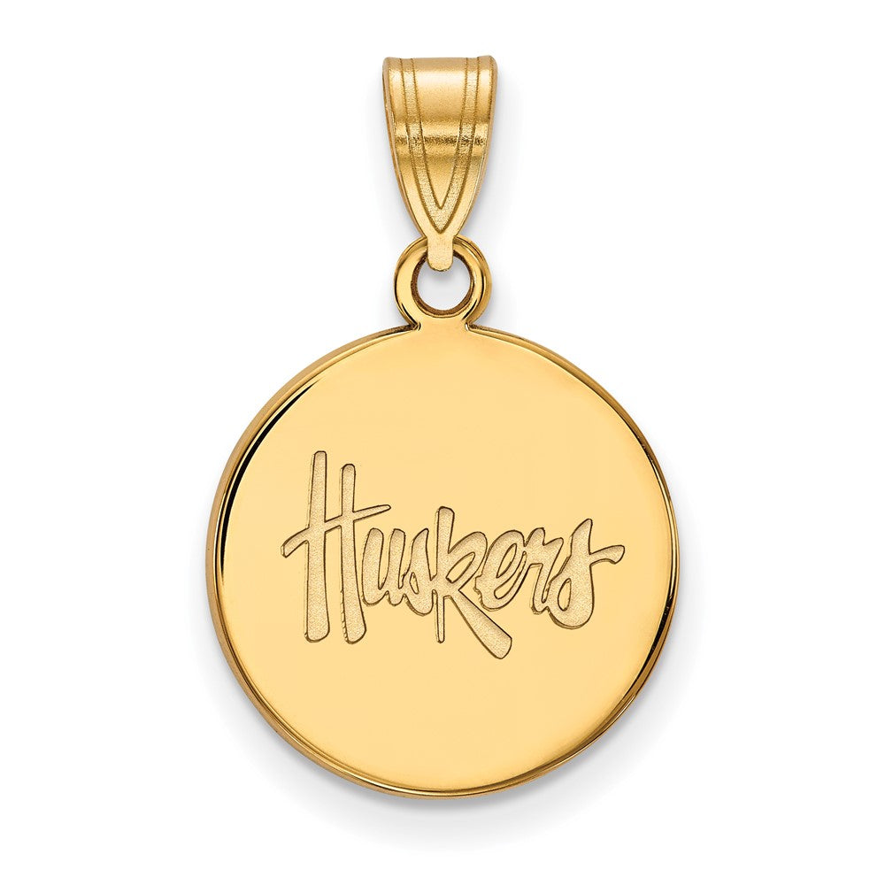 10K Yellow Gold Logoart University Of Nebraska Huskers Medium Disc Pendant