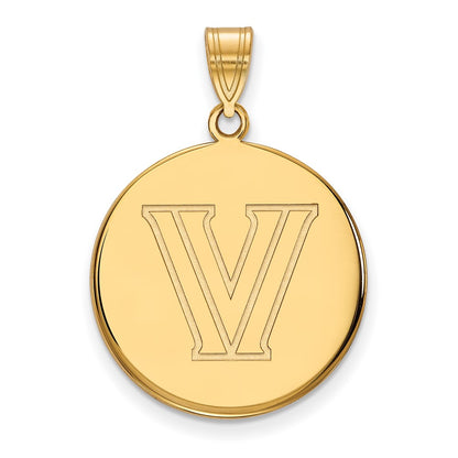 10K Yellow Gold Logoart Villanova University Letter V Large Disc Pendant