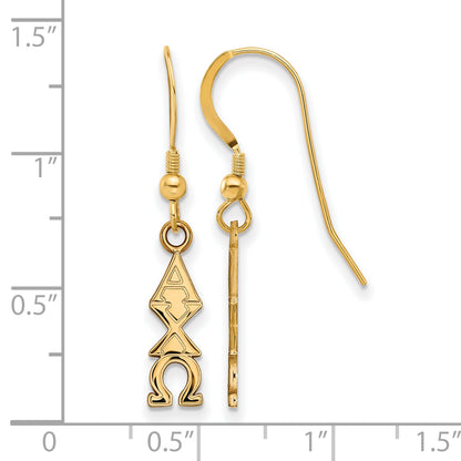 Gold Plated Sterling Silver Logoart Alpha Chi Omega Sorority Greek Letters Small Dangle Wire Earrings