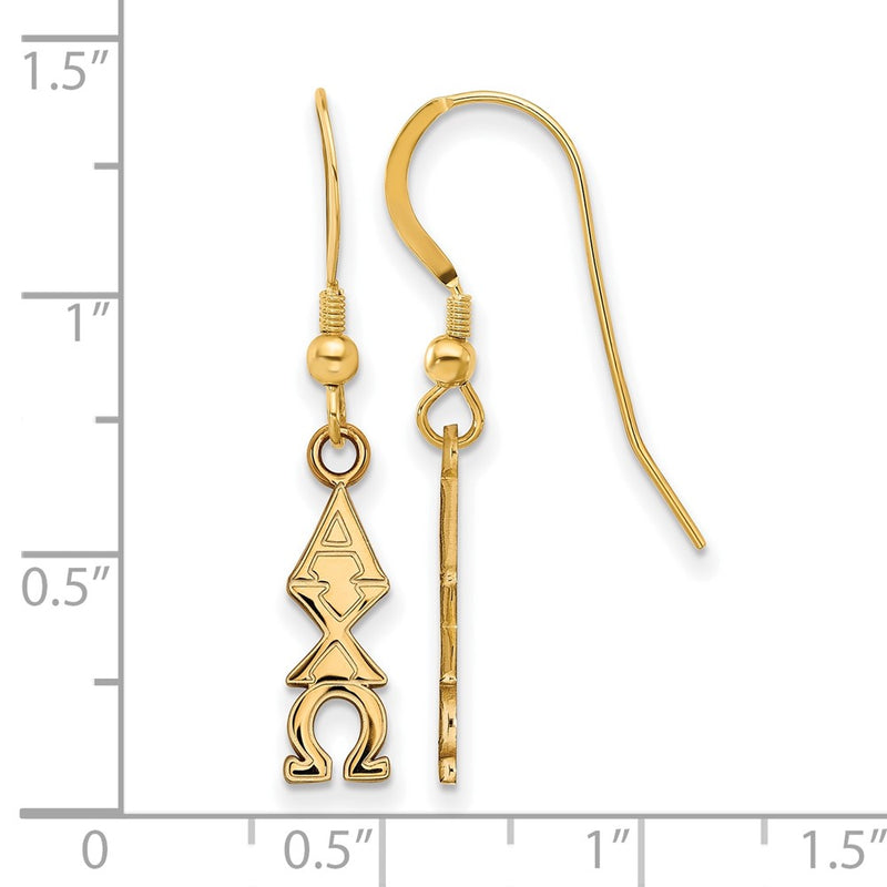 Gold Plated Sterling Silver Logoart Alpha Chi Omega Sorority Greek Letters Small Dangle Wire Earrings